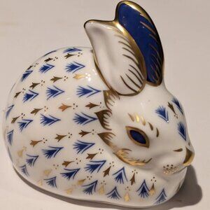Handpainted Royal Crown Derby Imari Rabbit paperweight Gilted In 24K Gold